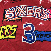 Men's Philadelphia 76ers Allen Iverson #3 Red Swingman Graffiti Edition Jersey1