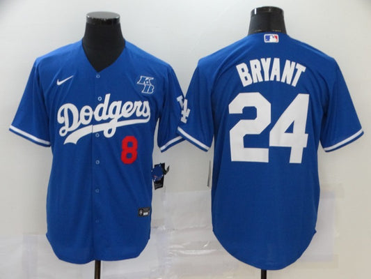 Men's Los Angeles Dodgers Kobe Bryant #8-24 Blue Replica Baseball Jersey1