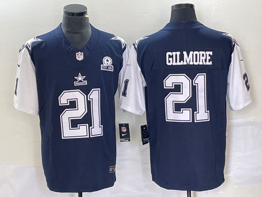 Men's Dallas Cowboys Stephon Gilmore #21 Navy Game Jersey1