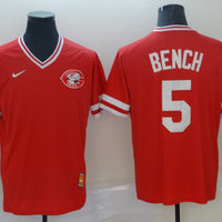 Men's Cincinnati Reds Johnny Bench #5 Red Replica Player Jersey1