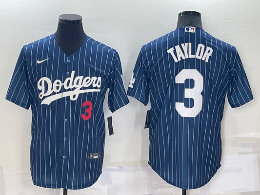 Men's Los Angeles Dodgers Chris Taylor #3 Blue Replica Player Jersey1