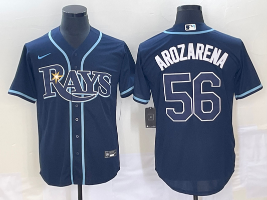 Men's Tampa Bay Rays Randy Arozarena #56 Navy Replica Player Jersey1
