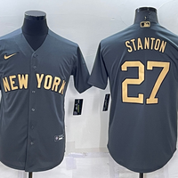 Men's New York Yankees Giancarlo Stanton #27 Gray Replica Player Jersey1