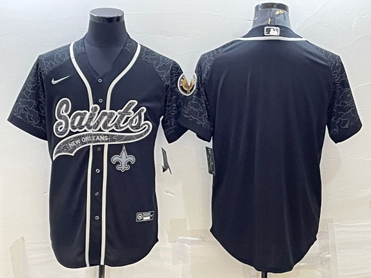 Men's New Orleans Saints Black RFLCTV Limited Blank Jersey1