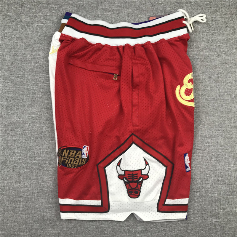 Men's Chicago Bulls/Utah Jazz Red/White Basketball Spliced Shorts1