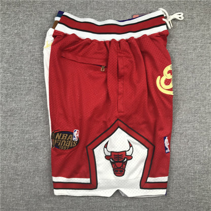 Men's Chicago Bulls/Utah Jazz Red/White Basketball Spliced Shorts1