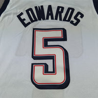 Men's 2024 USA Dream Team Anthony Edwards #5 White Authentic Player Jersey