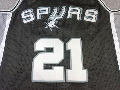 Men's San Antonio Spurs Tim Duncan Black Big & Tall Hardwood Classics Jersey1