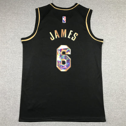 Men's Los Angeles Lakers LeBron James #6 Black Swingman Player Jersey1