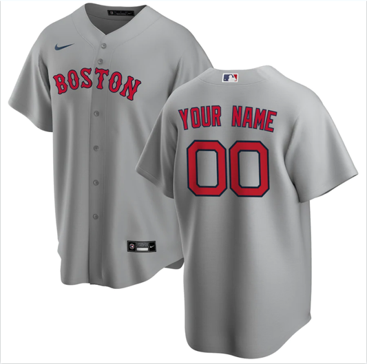 Men's Boston Red Sox Gray Replica Custom Jersey1