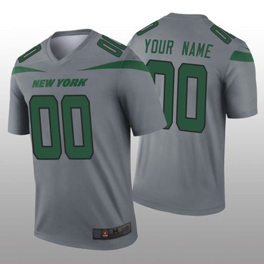 Custom1 New York Jets Gray Inverted Legend Jersey1 American Stitched Jersey1 Football Jerseys