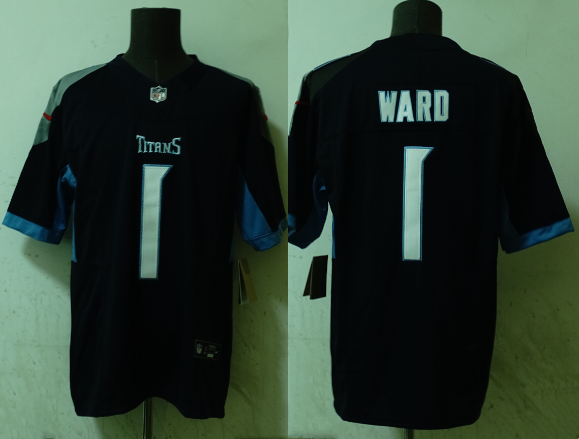Men's Tennessee Titans Cameron Ward #1 Navy Player Jersey