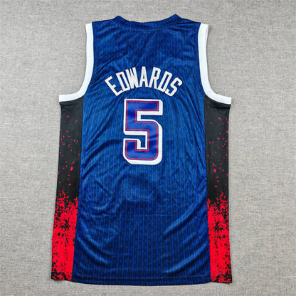 Men's 2024 USA Dream Team Anthony Edwards #5 Navy Authentic Player Jersey