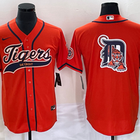 Men's Detroit Tigers Orange Replica Jersey1 Joint Edition