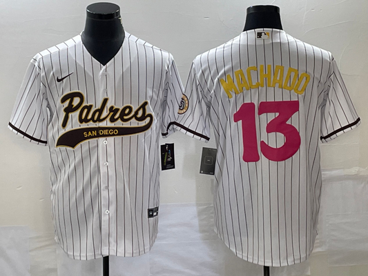 Men's San Diego Padres Manny Machado #13 White Replica Player Jersey1 Joint Edition