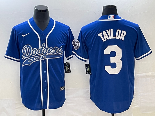 Men's Los Angeles Dodgers Chris Taylor #3 Royal Player Jersey1 Joint Edition