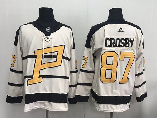 Men's Pittsburgh Penguins sidney crosby  #87 White Player Game Jersey1