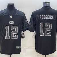 Men's Green Bay Packers Aaron Rodgers #12 Black Retired Player RFLCTV Limited Jersey1