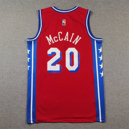 Men's Philadelphia 76ers Jared McCain #20 Red Swingman Jersey1 - Statement Edition