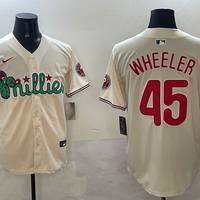 Men's Philadelphia Phillies Zack Wheeler #45 Cream Replica Player Jersey1