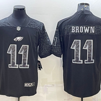Men's Philadelphia Eagles A.J. Brown #11 Black RFLCTV Limited Jersey1