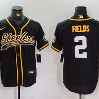 Men's Pittsburgh Steelers Justin Fields #2 Black Player Game Jersey1