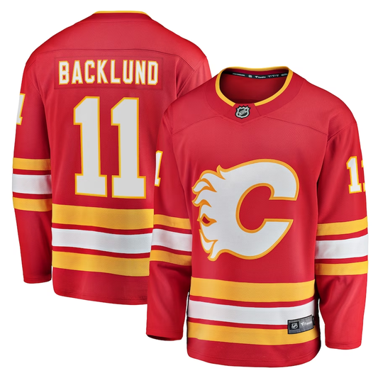 Men's Calgary Flames Mikael Backlund #11 Red Home Breakaway Player Jersey1