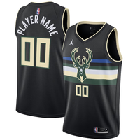 Men's Milwaukee Bucks Black Swingman Custom Jersey1 - Statement Edition