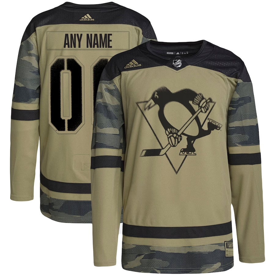 Men's Pittsburgh Penguins Camo Military Custom Player Jersey1