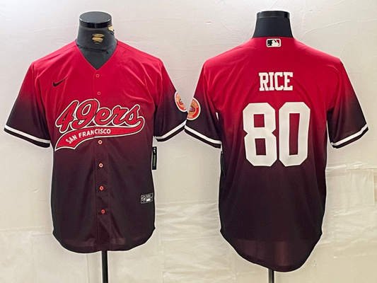 Men's San Francisco 49ers Jerry Rice #80 Scarlet Player Jersey1