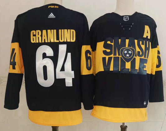 Men's Nashville Predators Mikael Granlund #64 Black Breakaway Player Jersey1