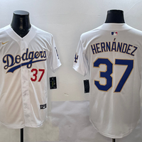 Men's Los Angeles Dodgers Teoscar Hernandez #37 White Replica Game Jersey1