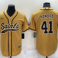 Men's New Orleans Saints Alvin Kamara #41 Yellow Game Jersey1 Joint Edition