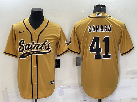Men's New Orleans Saints Alvin Kamara #41 Yellow Game Jersey1 Joint Edition