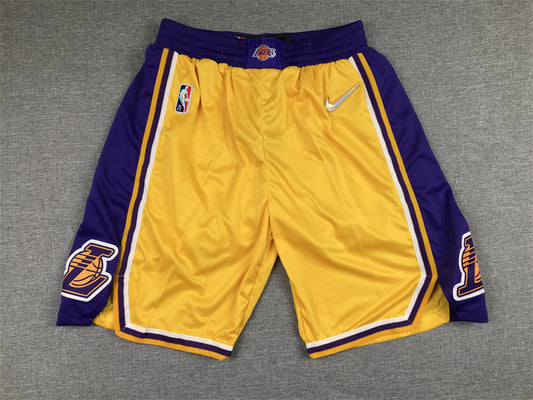 Men's Los Angeles Lakers Yellow Hardwood Classics Basketball Shorts1