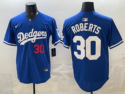 Men's Los Angeles Dodgers Dave Roberts #30 Royal Replica Player Jersey