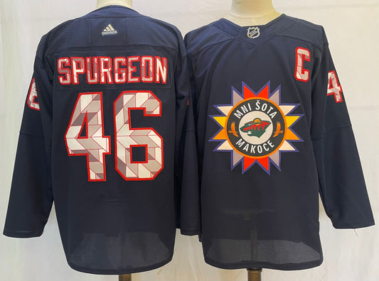 Men's Minnesota Wild Jared Spurgeon #46 Black Breakaway Player Jersey1