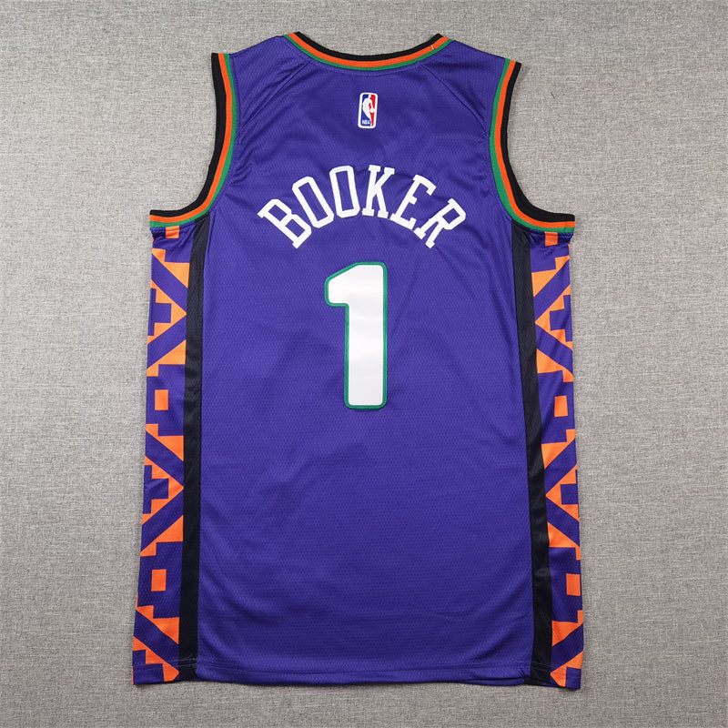 Men's Phoenix Suns Devin Booker #1 Purple 2024/25 Swingman Player Jersey1 - City Edition