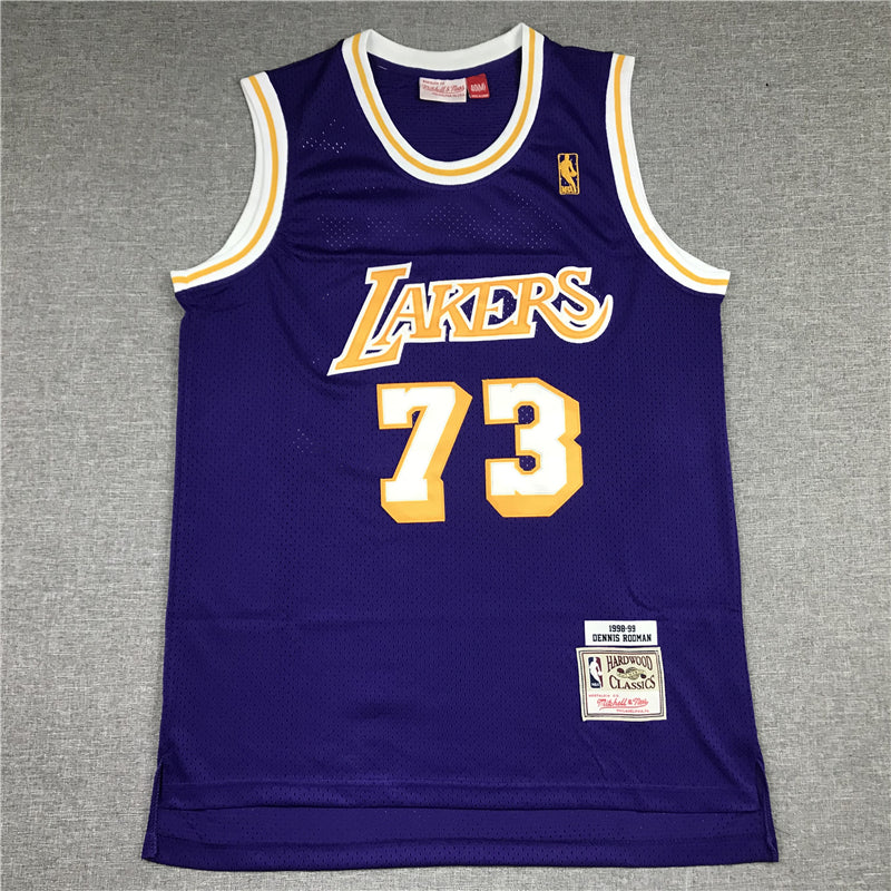 Men's Los Angeles Lakers Dennis Rodman Classics Swingman Jersey1 - Retro Purple