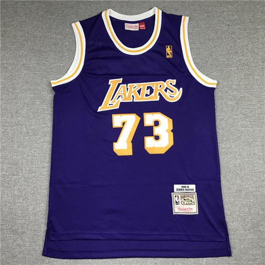 Men's Los Angeles Lakers Dennis Rodman Classics Swingman Jersey1 - Retro Purple