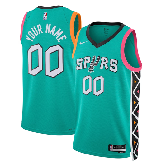 Men's San Antonio Spurs Turquoise 2022/23 Swingman Custom Jersey1 - City Edition