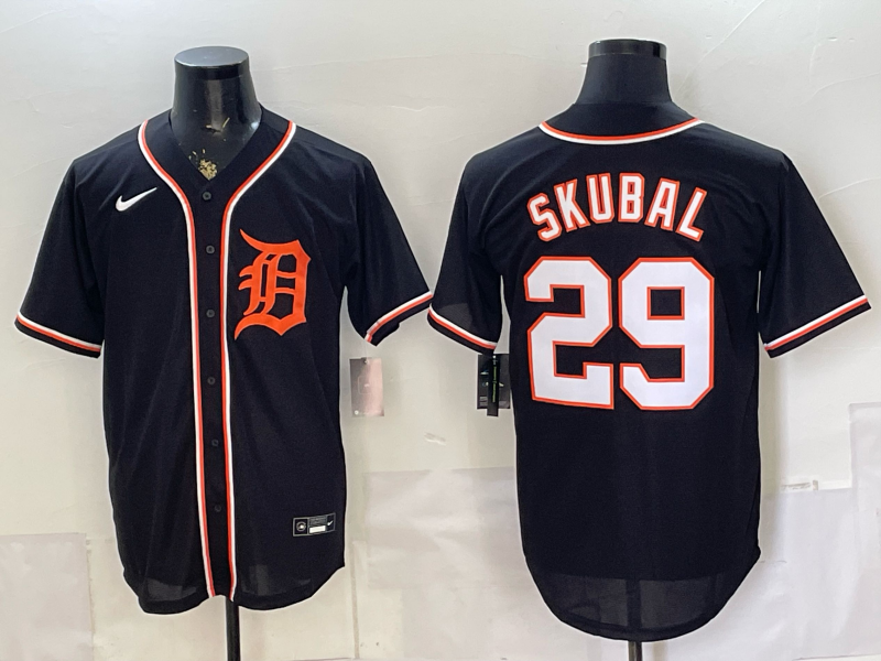 Men's Detroit Tigers Tarik Skubal #29 Fashion Replica Black Out Jersey