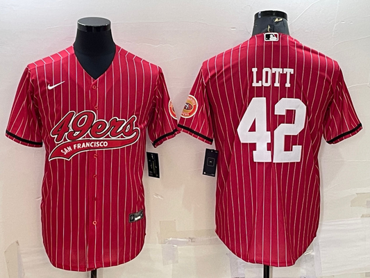 Men's San Francisco 49ers Ronnie Lott #42 Red Player Jersey1 Joint Edition