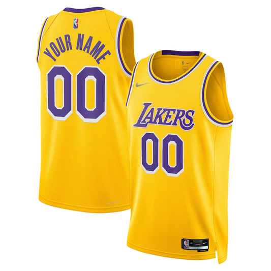 Men's Los Angeles Lakers Gold 2021/22 Diamond Swingman Custom Jersey1 - Icon Edition