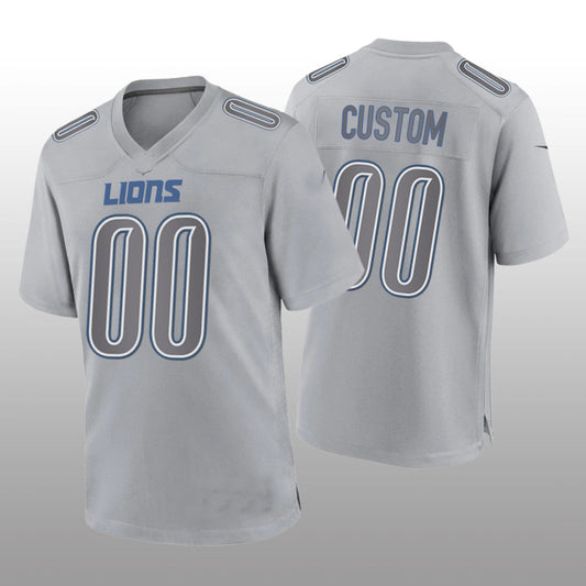 Custom1 Detroit Lions Gray Game Atmosphere Jersey1 Stitched American Football Jerseys