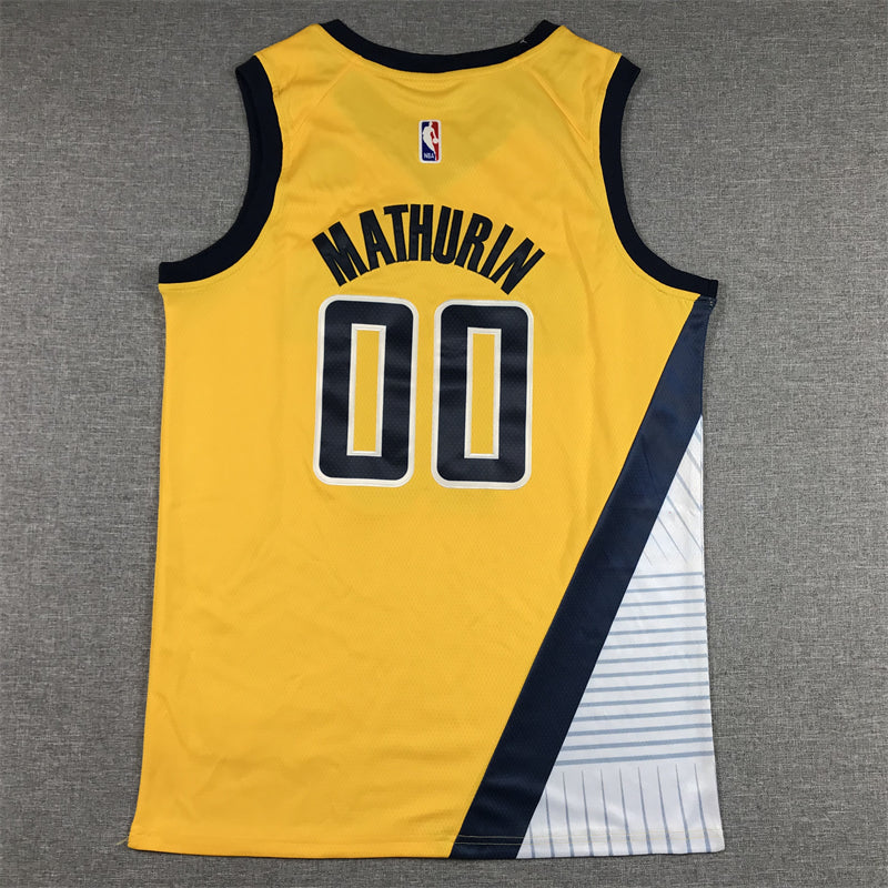 Men's Indiana Pacers Bennedict Mathurin #00 Yellow 2022/23 Swingman Jersey1 - Statement Edition