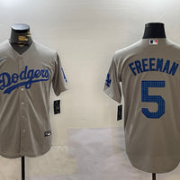Men's Los Angeles Dodgers Freddie Freeman #5 Gray Player Game Jersey1