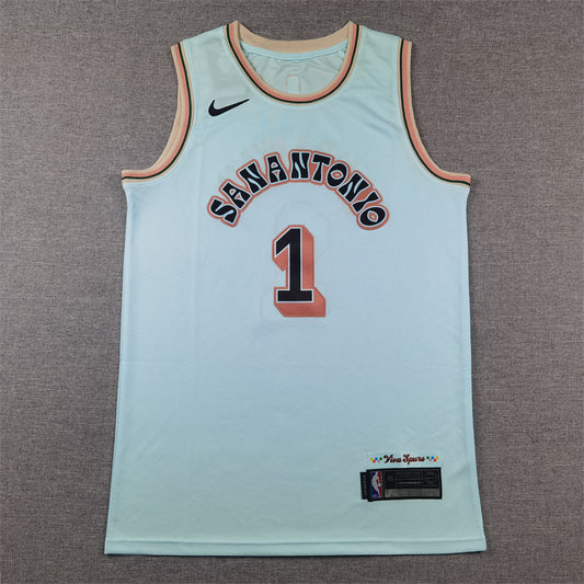 Men's San Antonio Spurs Victor Wembanyama #1 Light Blue 2024/25 Swingman Player Jersey1 - City Edition