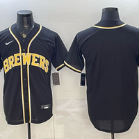 Men's Milwaukee Brewers Fashion Replica Black Out Jersey