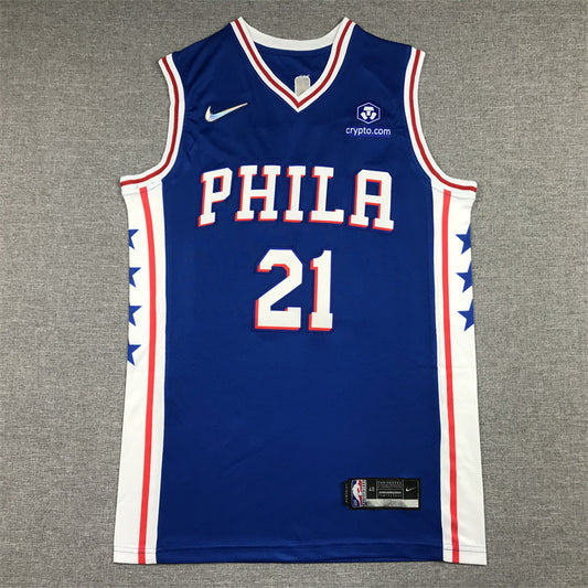 Men's Philadelphia 76ers Joel Embiid #21 Blue Swingman Jersey1 - Icon Edition